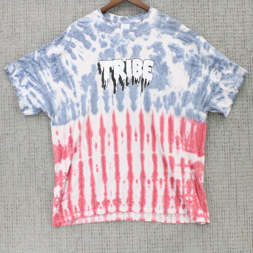 Vintage TRIBE Shirt Mens 2XL Multicolor Tie Dye Short Sleeve Graphic Logo Rare